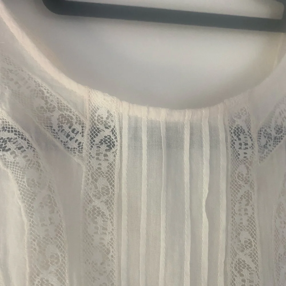 Free People Right in Time Ivory Lace Tunic Dress Ruffle Tier Size Small